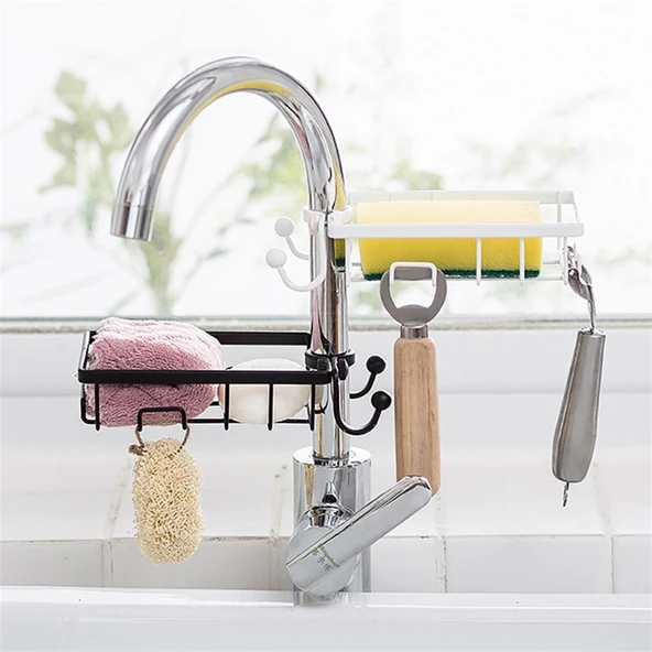 Paslanmaz Çelik Mutfak Banyo Musluğuna Sabitlenebilir Sabunluk (4401)