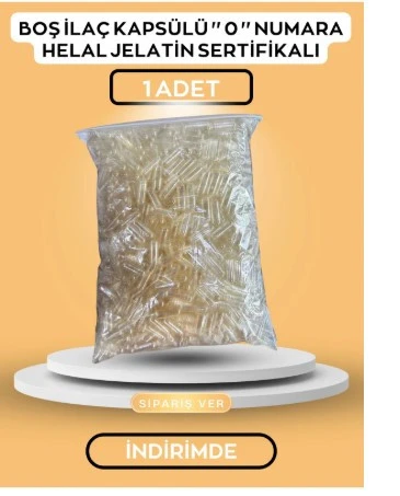 Boş Ilaç Kapsülü '' 0 '' Numara - Helal Jelatin Sertifikalı