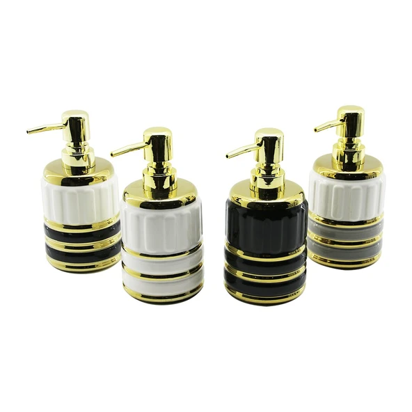 ŞİŞE GOLD KAPAK - BOĞUM SERAMİK SIVI SABUNLUK 7.5X10.5CM (4401)