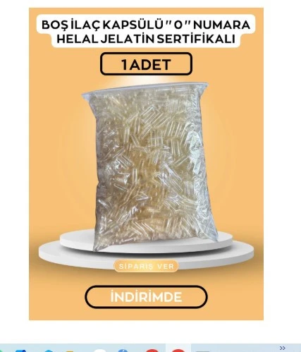 Boş Ilaç Kapsülü '' 0 '' Numara - Helal Jelatin Sertifikalı - 2