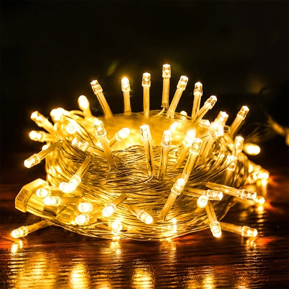 10 Metre 100 Ledli 8 Fonksiyonlu Dekoratif Lambader Sarı Lamba (4401) - 2