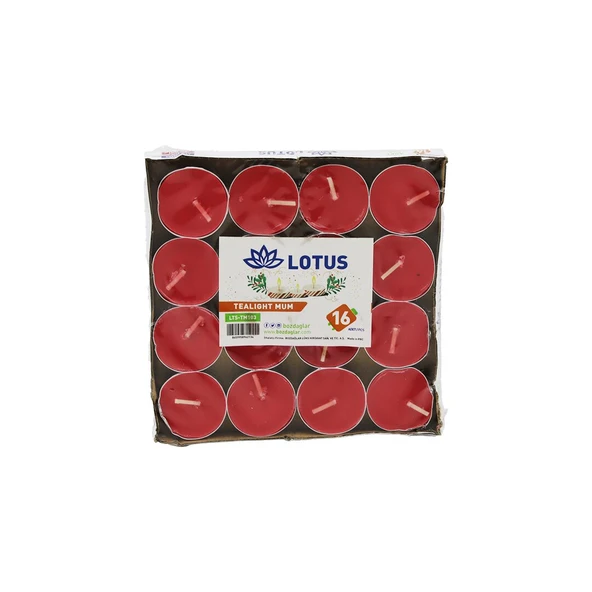 16PCS   YUVARLAK - KIRMIZI  TEA LİGHT MUM (4401)