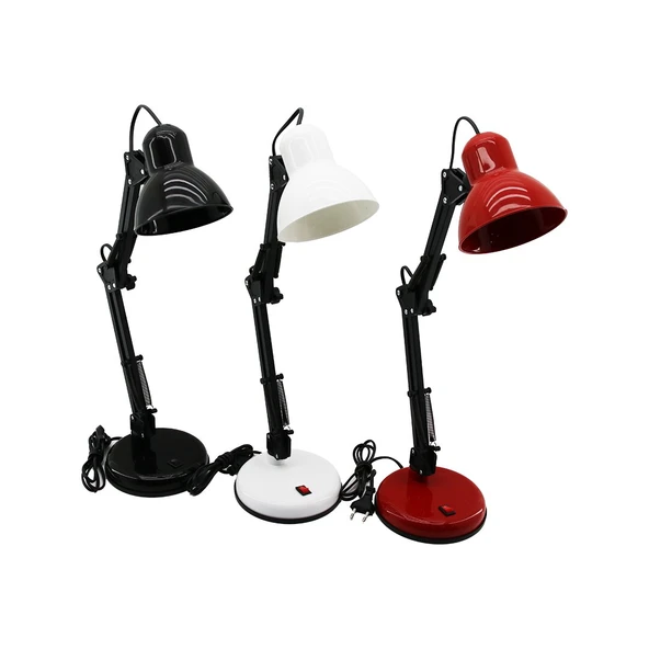 METAL AKROBAT AYAKLI ELEKTRİKLİ MASA LAMBASI RENKLİ PLASTİK TABLA - KAFA (4401)