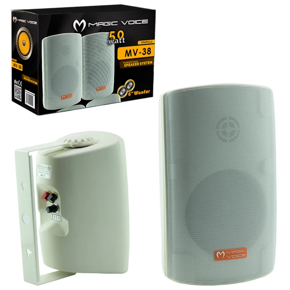 MAGICVOICE MV-38 11 CM 50 W BEYAZ SÜTUN HOP 2Lİ TAKIM TRAFOLU (4401)