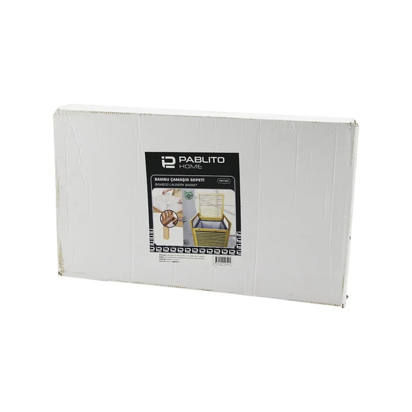AHŞAP BAMBU KİRLİ ÇAMAŞIR SEPETİ - KUMAŞ ÇANTALI SEPET=40X35X44CM  KOL=16CM+44=Y=60CM (4401)