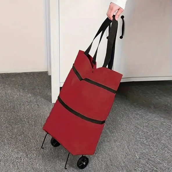 Katlanabilir Tekerlekli Market Çantası,Çok Amaçlı Pazar Arabası,Portatif Alışveriş Bez Torbası (4401) - 3