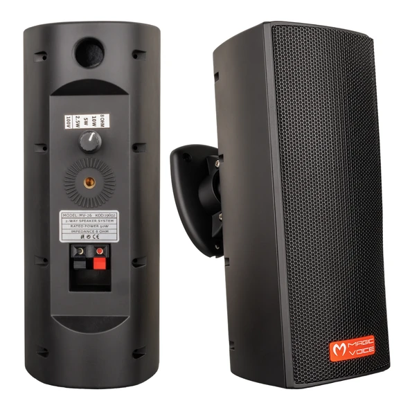 MAGICVOICE MV-26 2*7.5 CM 50 WATT 2Lİ TAKIM SİYAH TRAFOLU SÜTUN HOPARLÖR (4401)