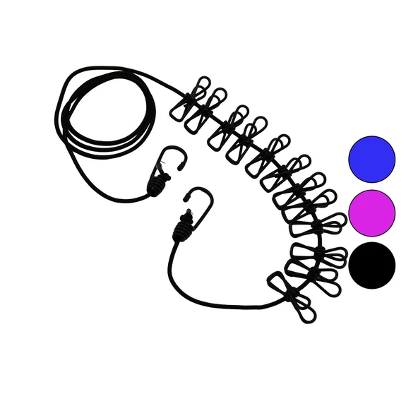 RENKLİ LASTİK   12PCS METAL MANDALLI  ÇAMAŞIR İPİ (4401)