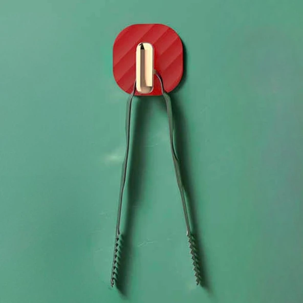 2li Yapışkanlı Retro Askılık Dolap Kapak Kulpu Kırmızı (4401) - 2
