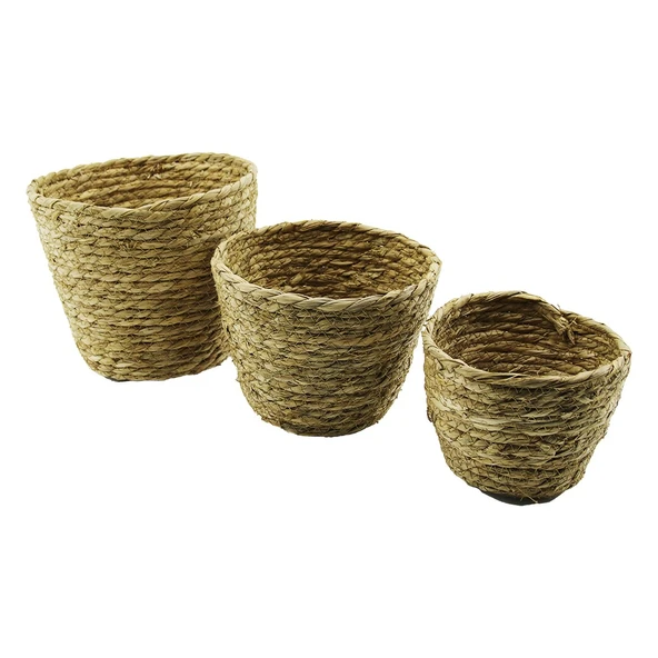 3 BOY YUVARLAK HASIR ORGANİZER SEPET Ç: 15-18-20CM - Y: 11-14-16CM (4401)