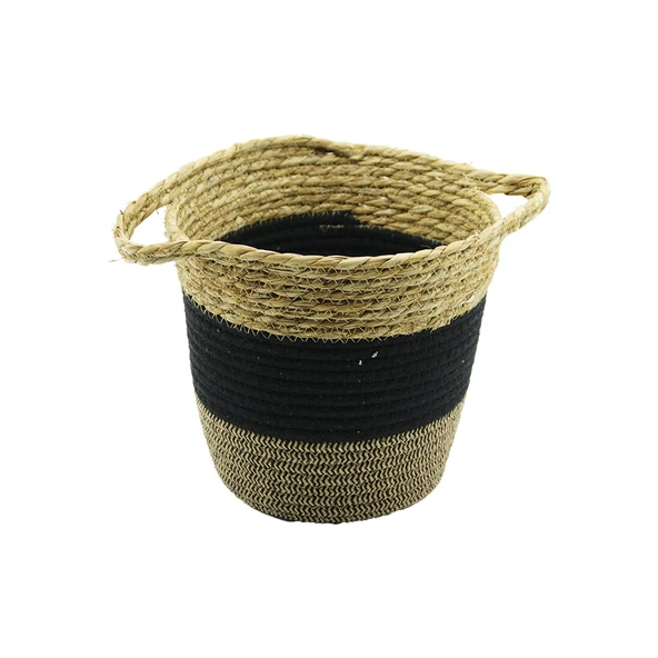 2IN1=İP ÖRGÜLÜ - HASIRÇİFT KULPLU SEPET - ORGANİZER Ç-TABAN:17CM--AĞIZ:24CM - Y: 22CM (4401)