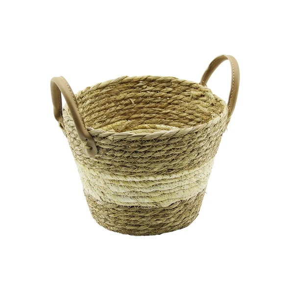 ÇİFT KULPLUHASIR SEPET - ÇOK AMAÇLI ORGANİZER Ç-TABAN:16CM--AĞIZ:24CM - Y: 18CM (4401)