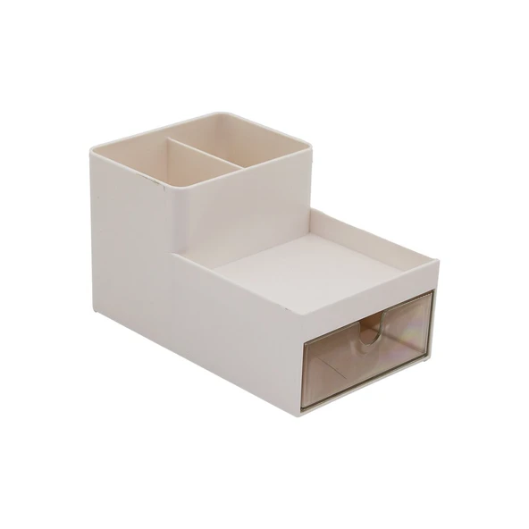 TEK ÇEKMECELİ + 3 BÖLMELİ  PLASTİK MAKYAJ - TAKI ORGANİZER 16X9.5CM - Y: 5--9.5CM (4401)
