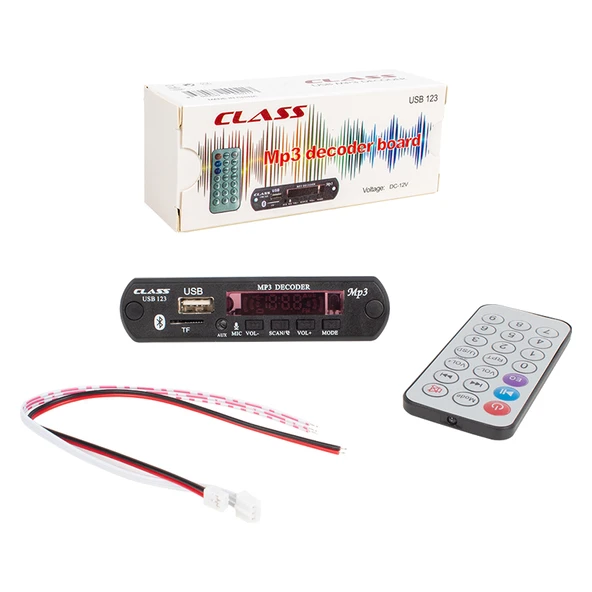 CLASS USB-123 12 VOLT SD+AF+VR OTO TEYP MİKROFONLU USB/SD ÇEVİRİCİ DİJİTAL PLAYER USB BOARD (4401)