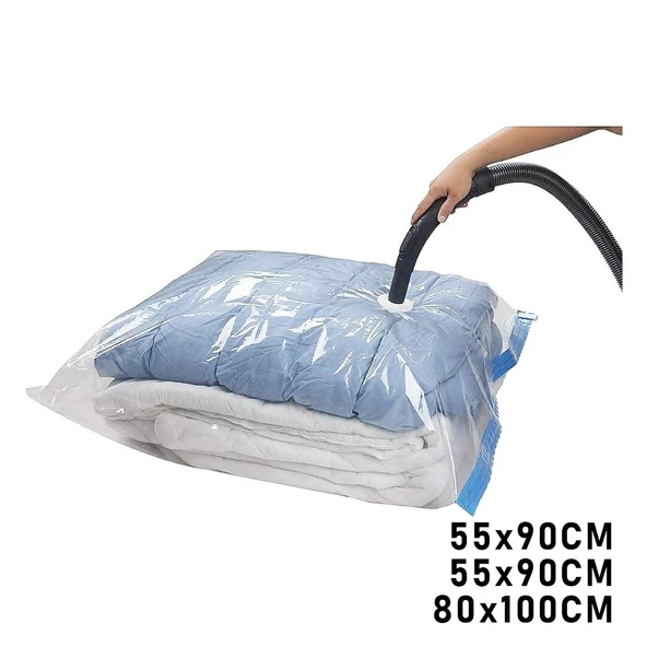 3LÜ SET  VAKUMLU  POŞET  HURÇ 2 ADET XL= 55X90CM + 1ADET XXL= 80X100CM  %75 YER TASARRUFU (4401)