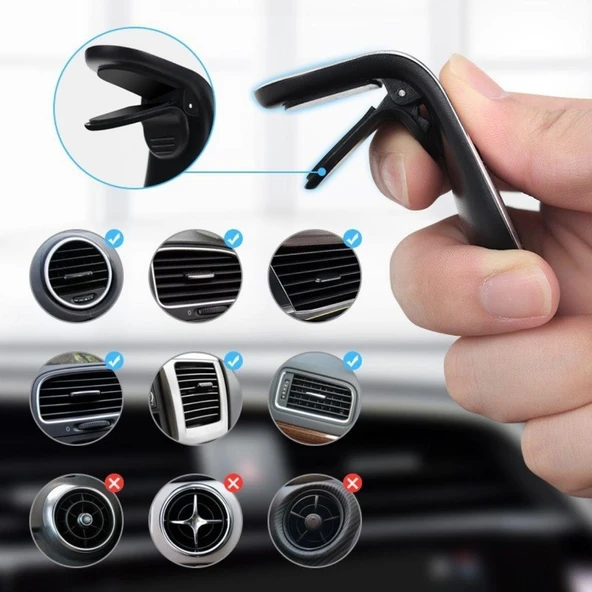 Havalanndırma Izgarasına Takılabilen Mandallı Mıknatıslı Oto Araç Içi Manyetik Telefon Tutucu (4401) - 3
