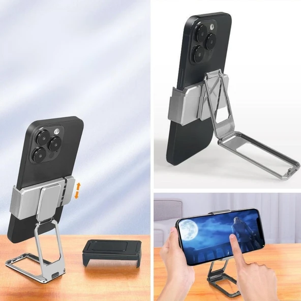 360 derece Dönen Tüm Telefon Tipleri İle Uyumlu Metal Telefon Standı Braket (4401) - 4