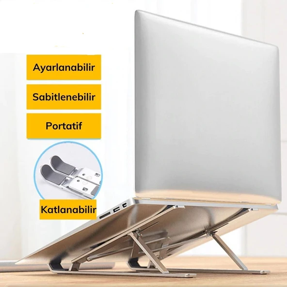 Ayarlanabilir Dizüstü Destek Tabanı Tamamen Katlanabilir Taşınabilir Laptop Yükseltici (4401) - 4