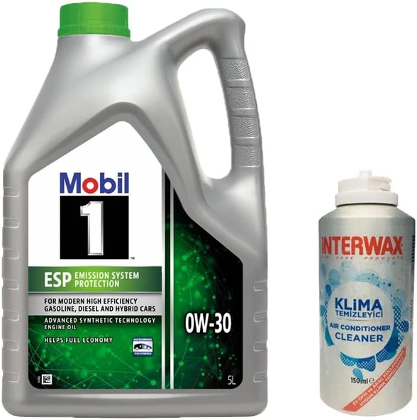 Mobil 1 Esp 0W30 Motor Yağı 5 L + 03047 İnterwax Klima Temizleyici ürün görseli 1