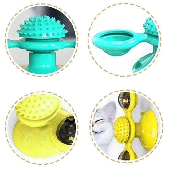 BUFFER® Pet Malzemeleri Vantuzlu Fırıldak Toplu Dönen Şeffaf Depo Tasarım İnteraktif Kedi Oyuncağı - 6