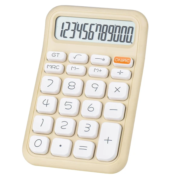 KREM RENK BEYAZ TUŞ 12 HANELİ HESAP MAKİNESİ (4401)
