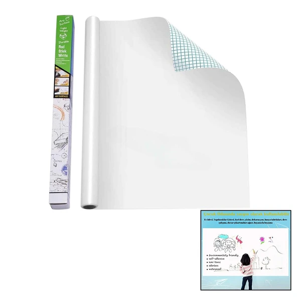 YAPIŞKANLI BEYAZ TAHTA PVC FOLYO STİCKER - KALEM 60X200CM (4401)