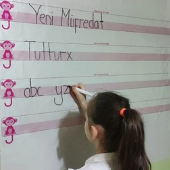 Kılavuz Çizgili Akıllı Kağıt Yazı Tahtası Duvarda İz Bırakmaz Statik Yeni Müfredata Uygun 100x56cm (4401) - 5