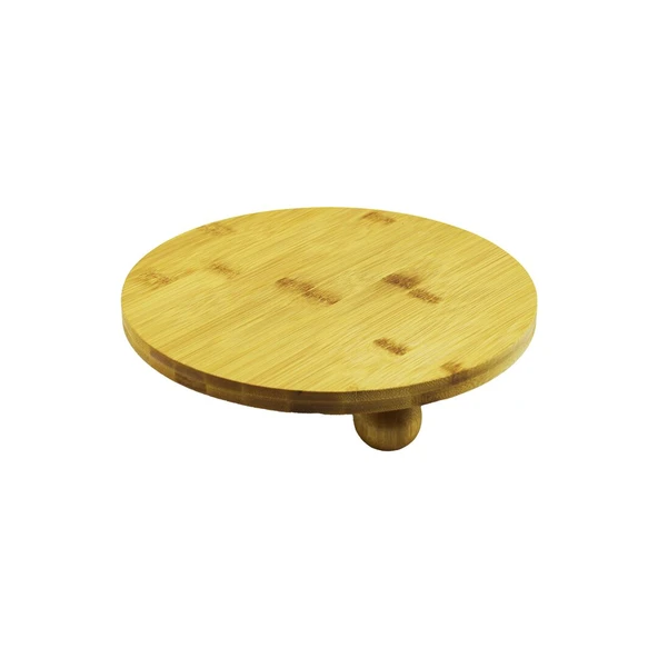 YUVARLAK 24.5CM 3 MİNİ TOP AYAKLI AHŞAP BAMBU SUNUM TEPSİSİ - MİNİ SOFRA (4401)