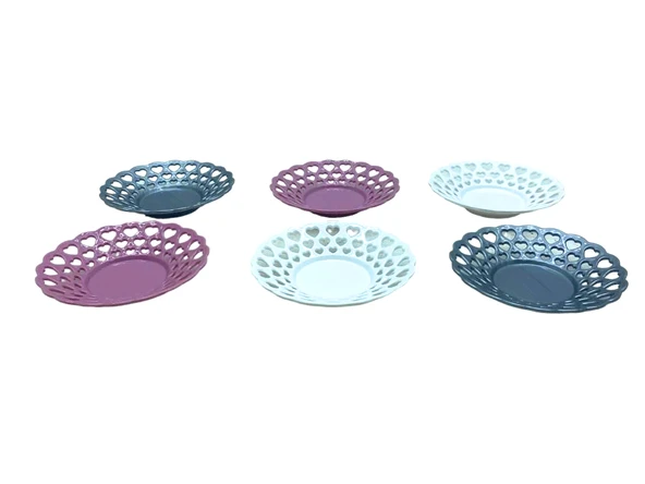 6 PARÇA  RENKLİ PLASTİK ÇAY TABAK (4401)