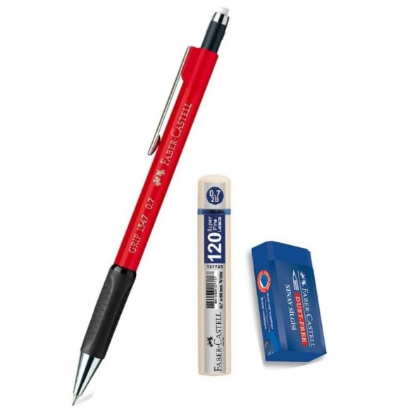 Uçlu Kalem Kırmızı 0.7 Grip 1347 Faber 120 li Uç ve Sınav Silgisi Versatil Uçlu Kalem 0,7 1 Adet ürün görseli