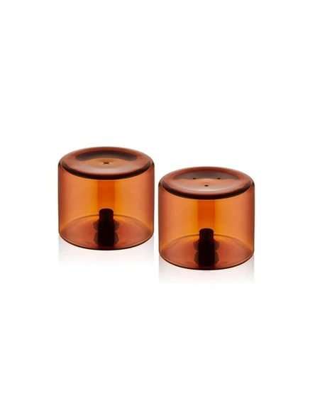 The Mia CAM0456 Yuvarlak Tuzluk Biberlik 2 Li Set Amber 6x5 Cm