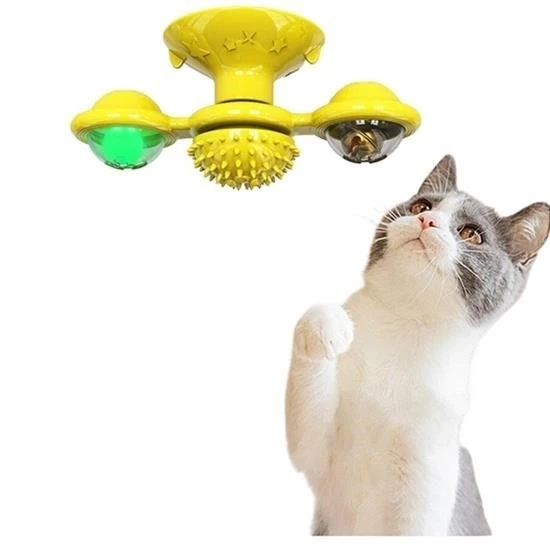 BUFFER® Pet Malzemeleri Vantuzlu Fırıldak Toplu Dönen Şeffaf Depo Tasarım İnteraktif Kedi Oyuncağı - 4
