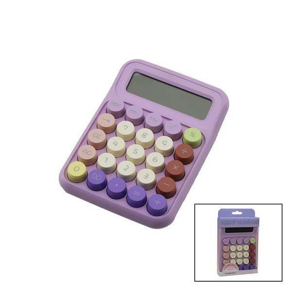 DAKTİLO TUŞ MODELİ  12 HANELİ HESAP MAKİNESİ MİX RENKLİ  PİLLİ  15.7 X 11.1 X 2.7CM   166GR (4401)