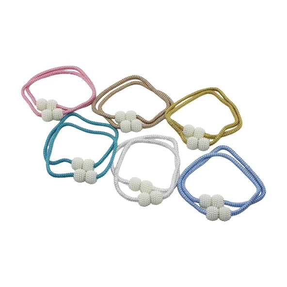2PCS   BONCUK TOPLU - MIKNATISLI  RENKLİ PERDE İPİ (4401)