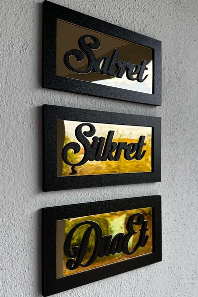 Sabret Şükret Dua Et 3'lü Tablo Seti Duvar Süsü