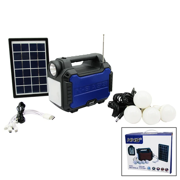 3IN1 - SOLAR 2İN1 SABİT EL FENERİ - RADYO - MP3 BLUETOOTH - USB/ TF PORT - 4 PARÇA  AMPUL KABLOLU - POWERBANK (4401)