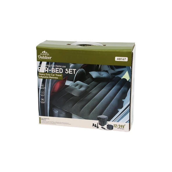 ŞİŞME YATAK SETİ KAMP - ARAÇ - EV ÇİFT KİŞİLİK 30X85X9CM HAVA POMPASI 12/24V= OTO ÇAKMAKLIK GİRİŞLİ AB-167 (4401)