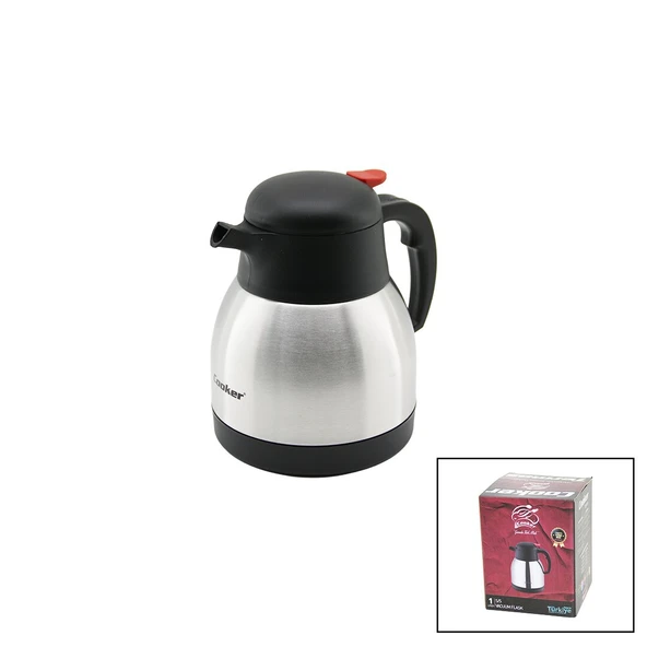 1LT  304 ÇELİK TERMOS INOX SERİSİ 12 SAAT SICAK - 24 SAAT SOĞUK ÇİFT CONTALI KAPAK CKR-2035 (4401)