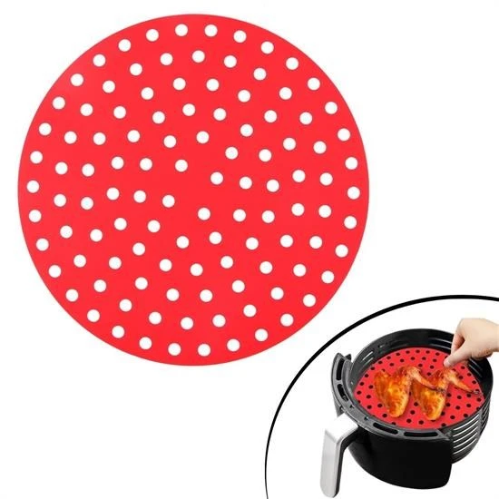 Renkli Isıya Dayanıklı Yıkanılabilir Silikon Fırın Ve Airfryer Yuvarlak Pişirme Matı 23 Cm (4401)
