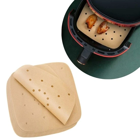 100 Adet Air Fryer Pişirme Kağıdı Tek Kullanımlık Hava Fritöz Yapışmaz Yağlı Kağıt Delikli  Model (4401)