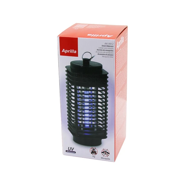 APRİLLA AIK-9912  FANUS MODEL  ELEKTRİKLİ SİNEK ÖLDÜRÜCÜ UVA FLORESAN MOR IŞIK 3W METAL ASKI HALKASI 11X11X24CM (4401)