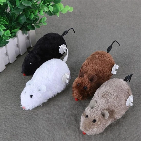 Kurmalı Kedi Eğitim Oyuncağı Tüylü Peluş Fare Yakalama İnteraktif Sevimli Eğlenceli Oyuncak (4401) - 4
