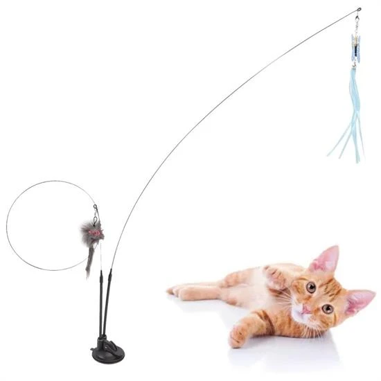 Vantuzlu Tüylü Zilli Olta Kedi Oyuncağı (4401) - 3