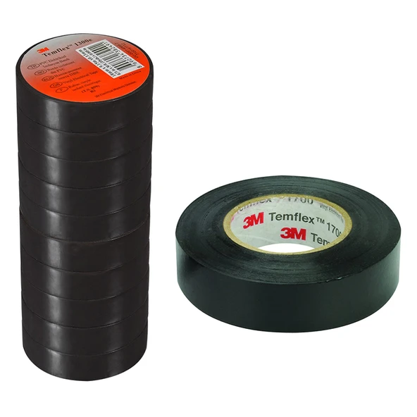 3M TEMFLEX 1300E PVC İZOLE BANT SİYAH 10LUK PAKET 0.13MM X 19MM X 0.13MM (4401)
