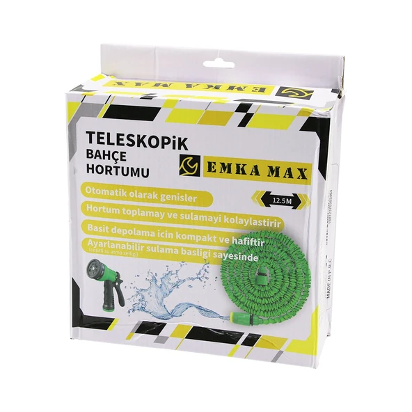 12.5MT TELESKOPİK UZAYAN BAHÇE HORTUMU 7 FONKSİYON AYARLI TETİKLİ TABANCA (4401)