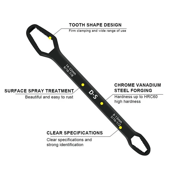 Universal Anahtarı Çift kafalı  Çok Fonksiyonlu 6-22mm (4401)