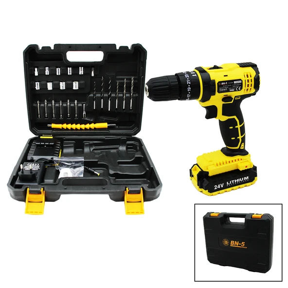 BANCO BN-5 F-136 STANLIY SARI 24W PROFESSIONAL ŞARJLI DARBELİ MATKAP SETİ ÇANTALI (4401)