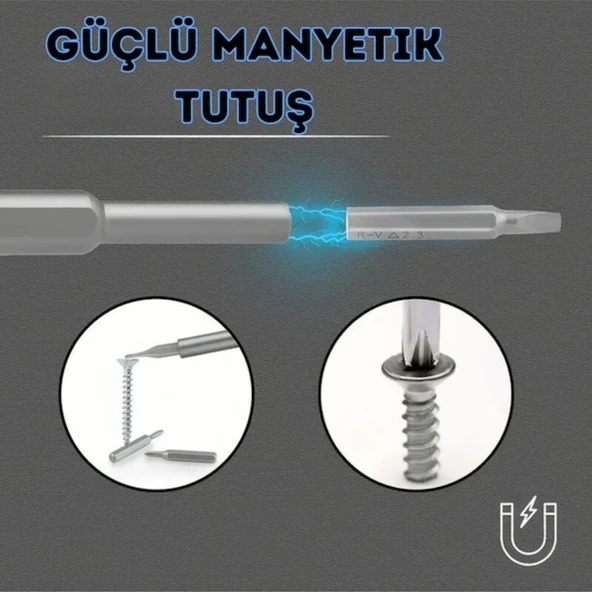25 Parça 24 farklı uçlu Mıknatıslı 25 in 1  Tornavida Seti (4401) - 4