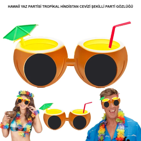 Hindistan Cevizi Tropikal Hawaii Yaza Merhaba Parti Gözlüğü - 1
