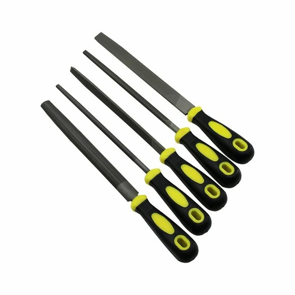 5 PARÇA  8'' ÇELİK EĞE SETİ BALIK SIRTI - ÜÇGEN - KARE - YUVARLAK - DÜZ GENİŞ (4401)